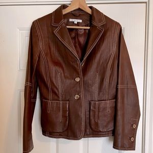Brown Faux Leather CAbi Jacket Size 8 M